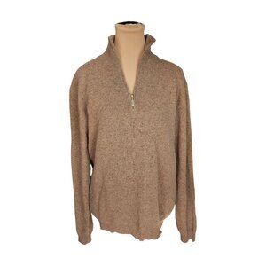 Bartolini NWT Light Brown 1/4 Zip Wool and Cashmere Sweater Sz M